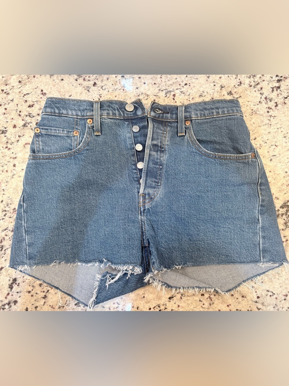 Levi’s 501 High Waisted Button Fly Denim Shorts